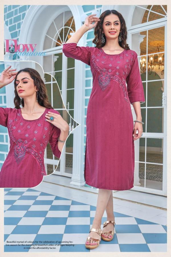 Ft Rashmika 01 Embroidery Rayon Designer Kurti Collection